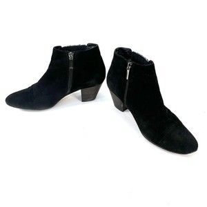 Aquatalia By Marvin K Boots Womens 9.5 Casual Zip Ankle Bootie Black Suede Heels